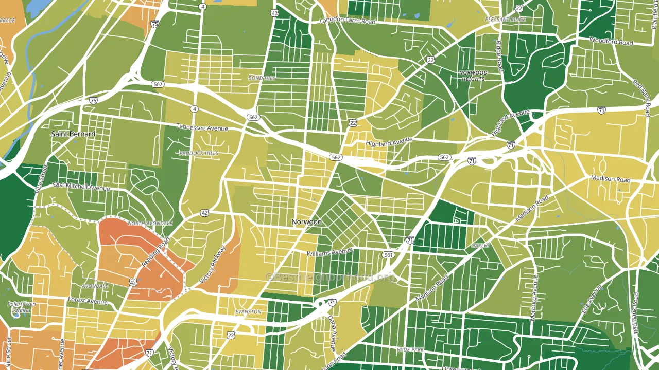 Norwood, OH block-group voter-turnout map