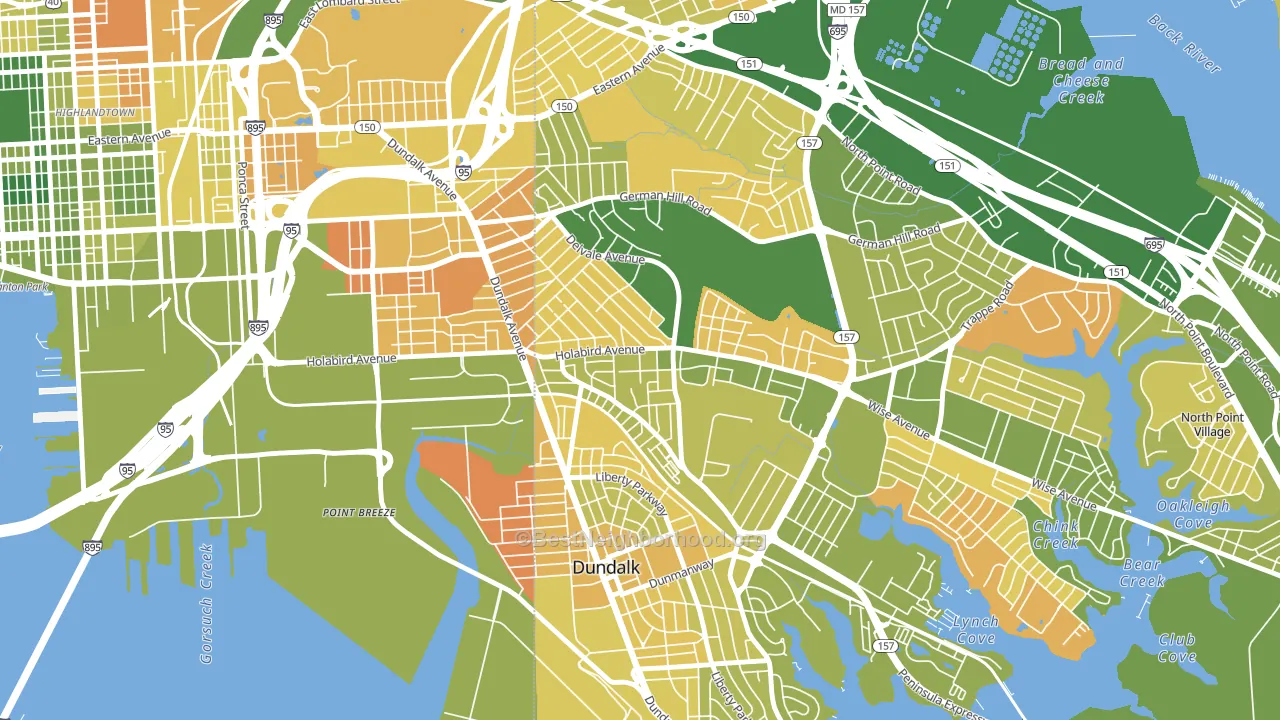 Norwood Park, Dundalk, MD block-group voter-turnout map