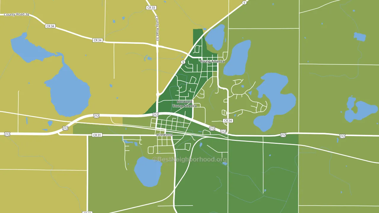 Norwood Young America, MN block-group voter-turnout map