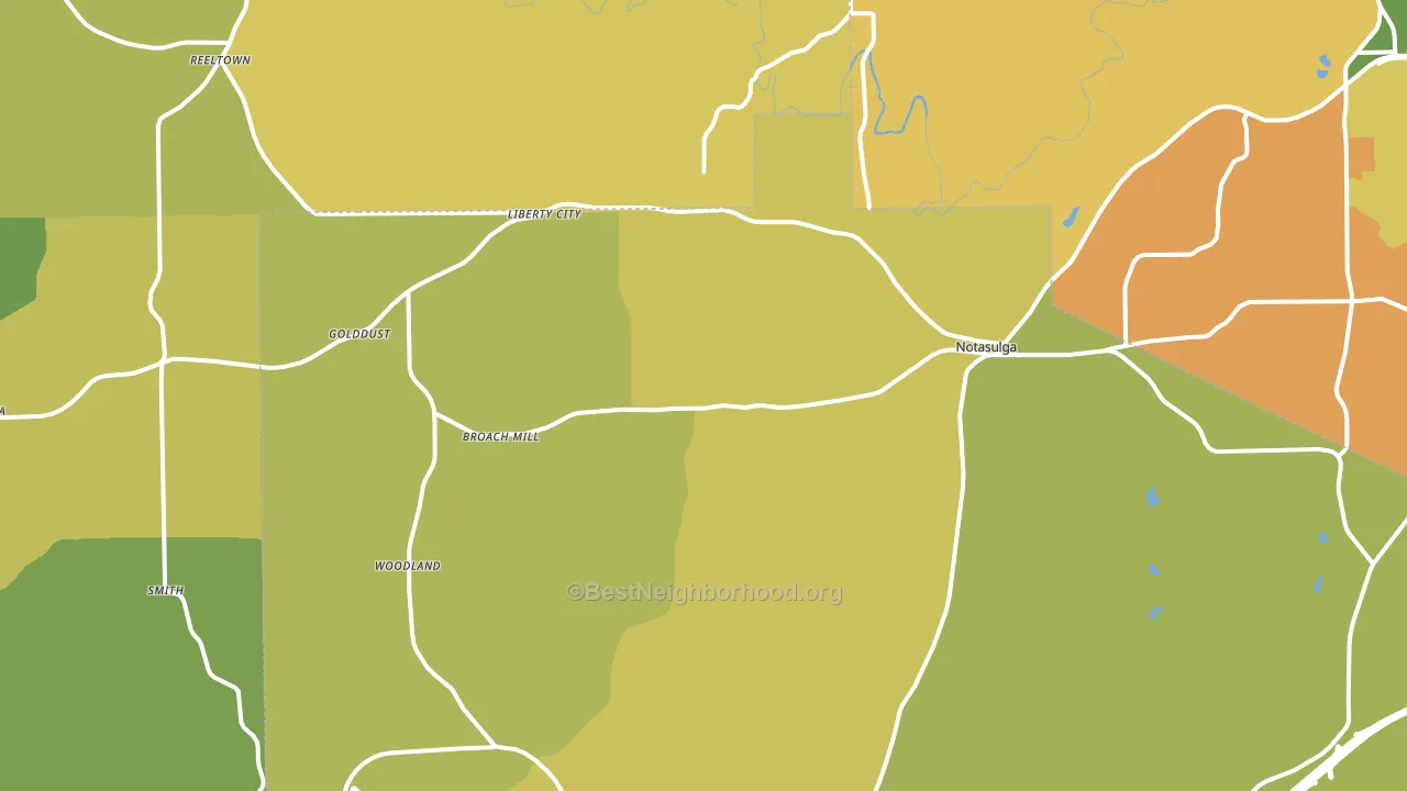 Notasulga, AL block-group voter-turnout map