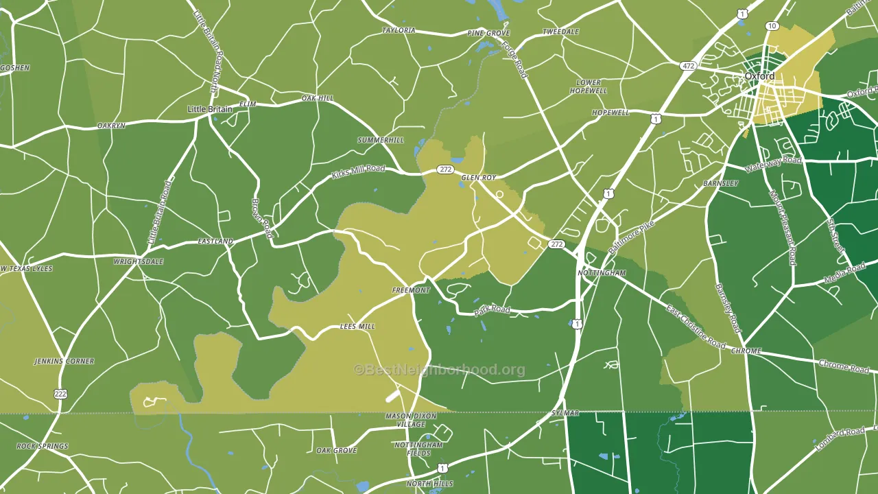 Nottingham, PA block-group voter-turnout map