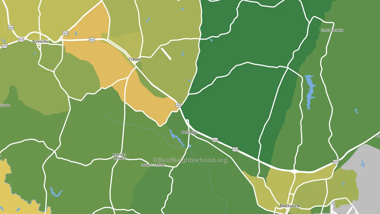 Nottoway County, VA block-group voter-turnout map