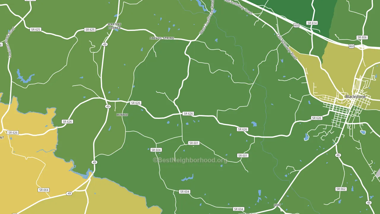 Nottoway, VA block-group voter-turnout map