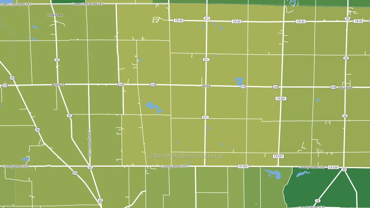 Nova, OH block-group voter-turnout map
