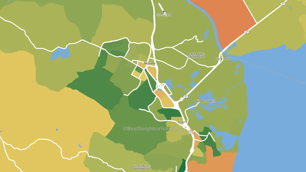 Novato, CA block-group voter-turnout map