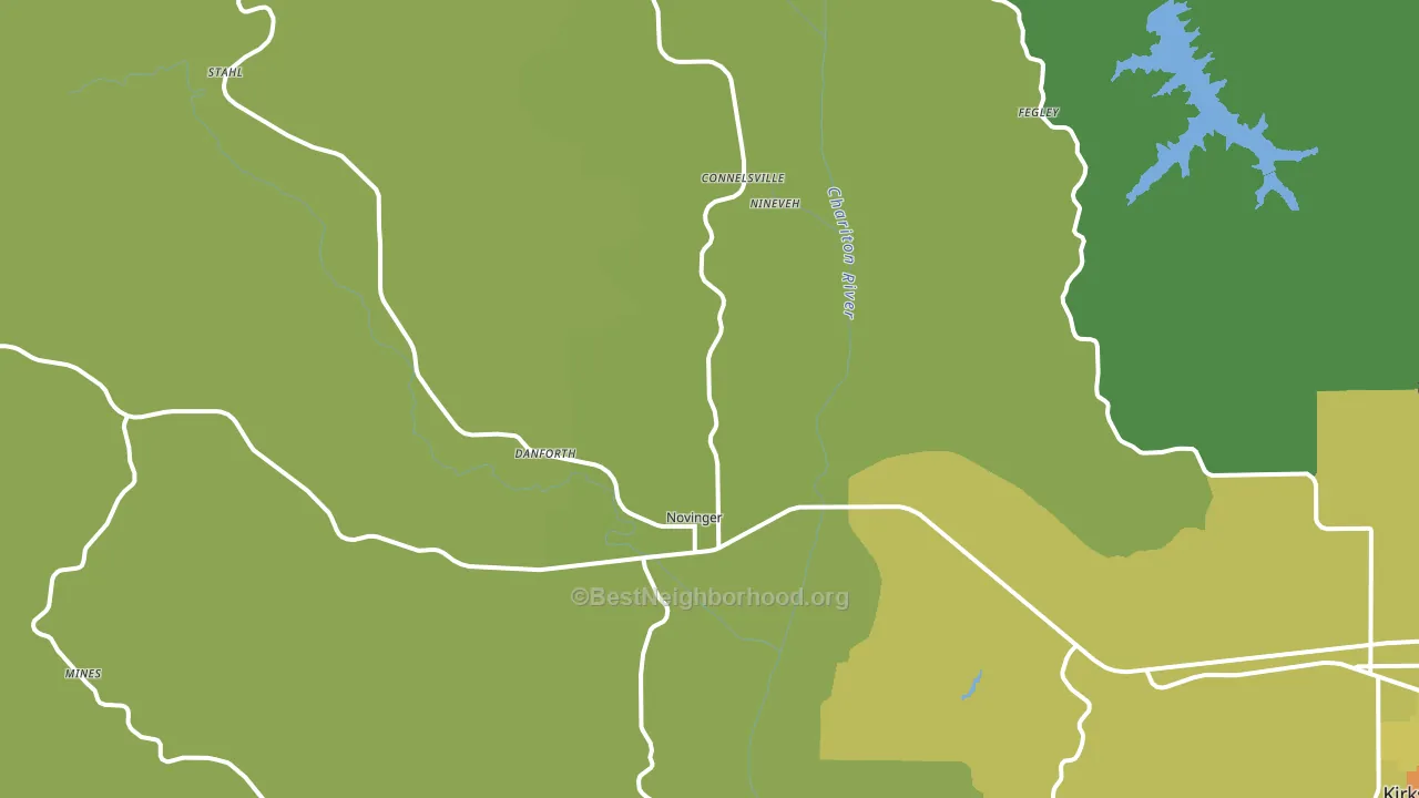 Novinger, MO block-group voter-turnout map
