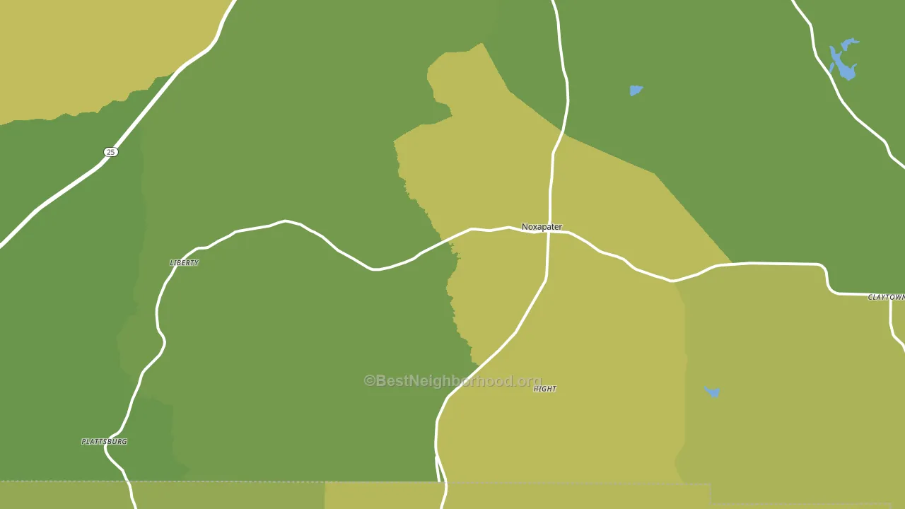 Noxapater, MS block-group voter-turnout map