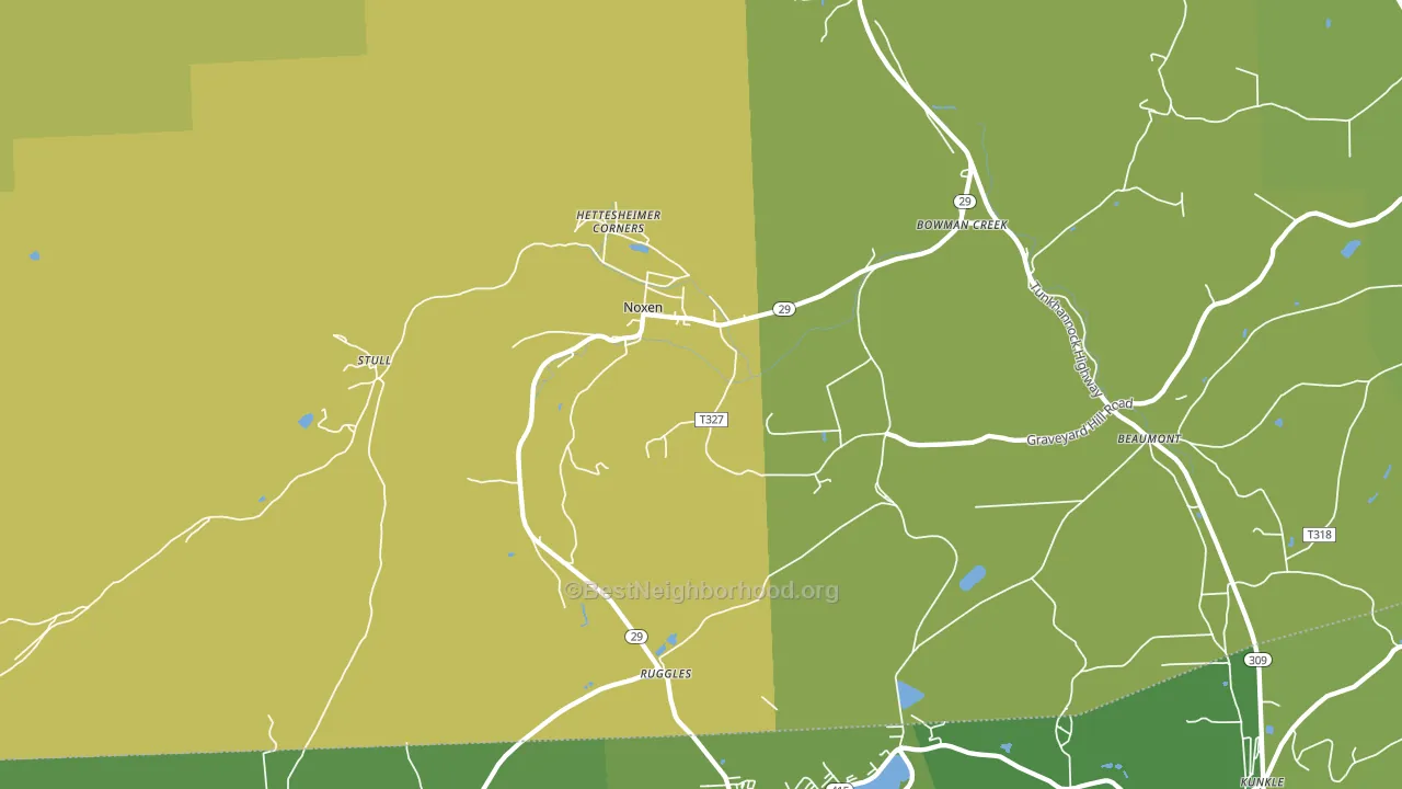 Noxen, PA block-group voter-turnout map