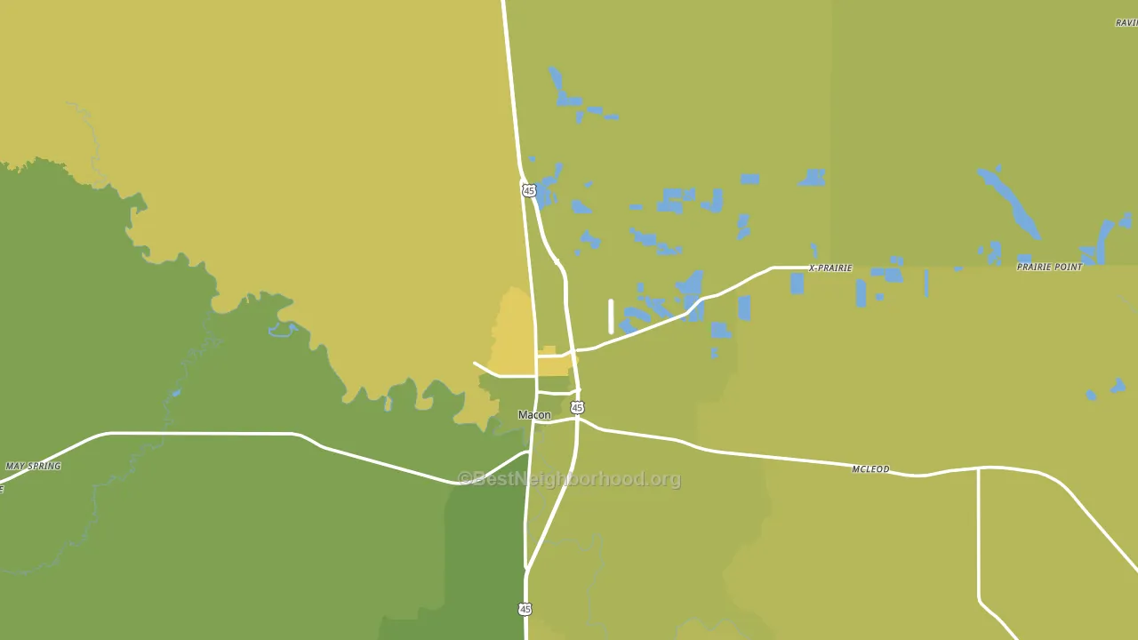 Noxubee County, MS block-group voter-turnout map