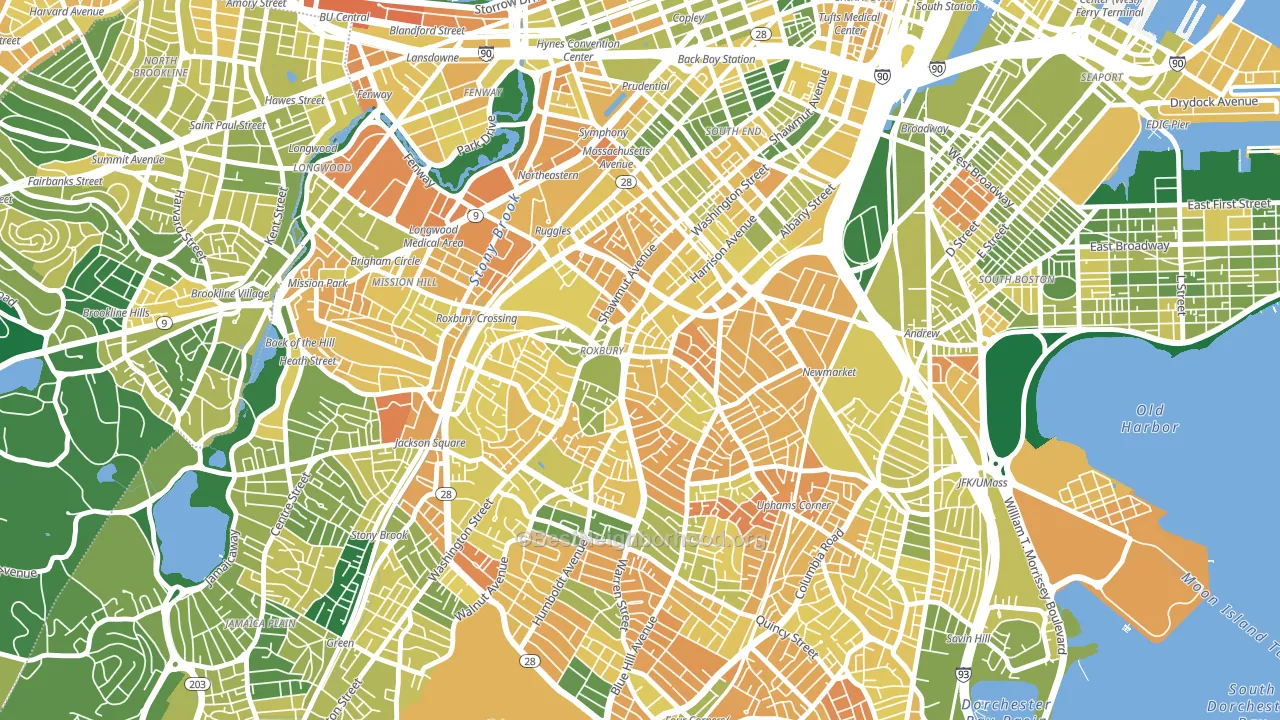 Nubian Square, Boston, MA block-group voter-turnout map