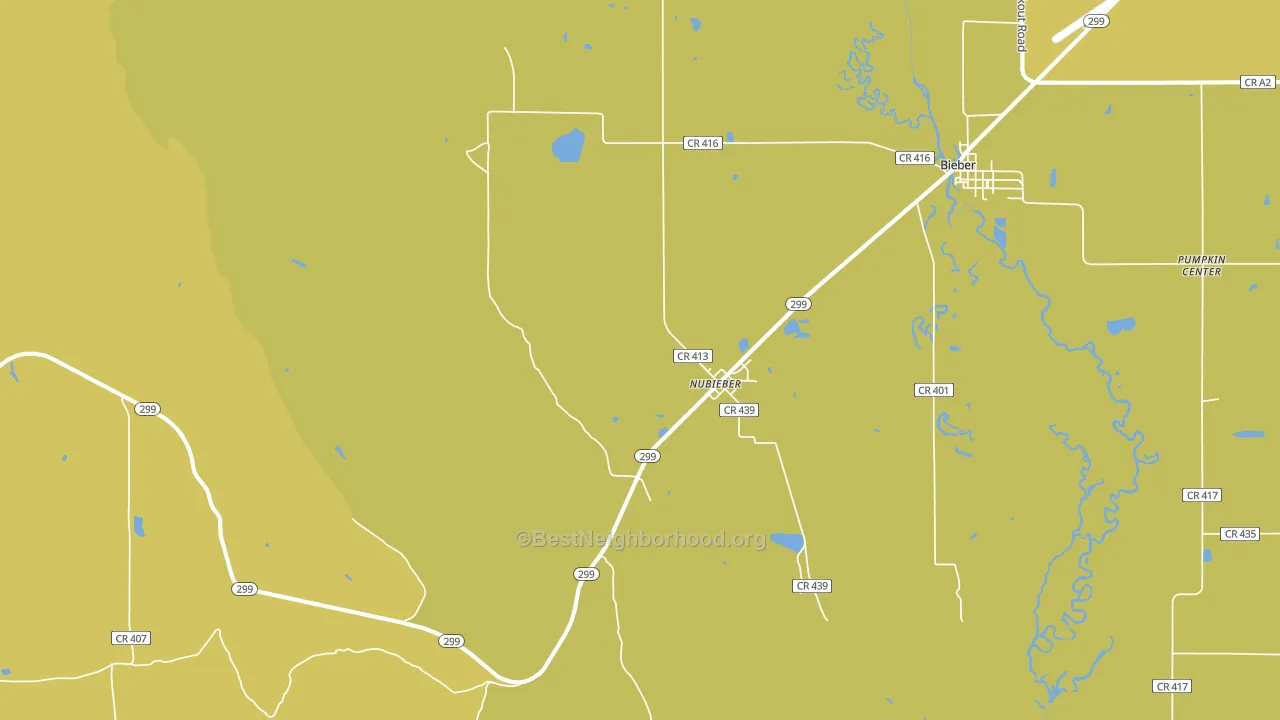 Nubieber, CA block-group voter-turnout map