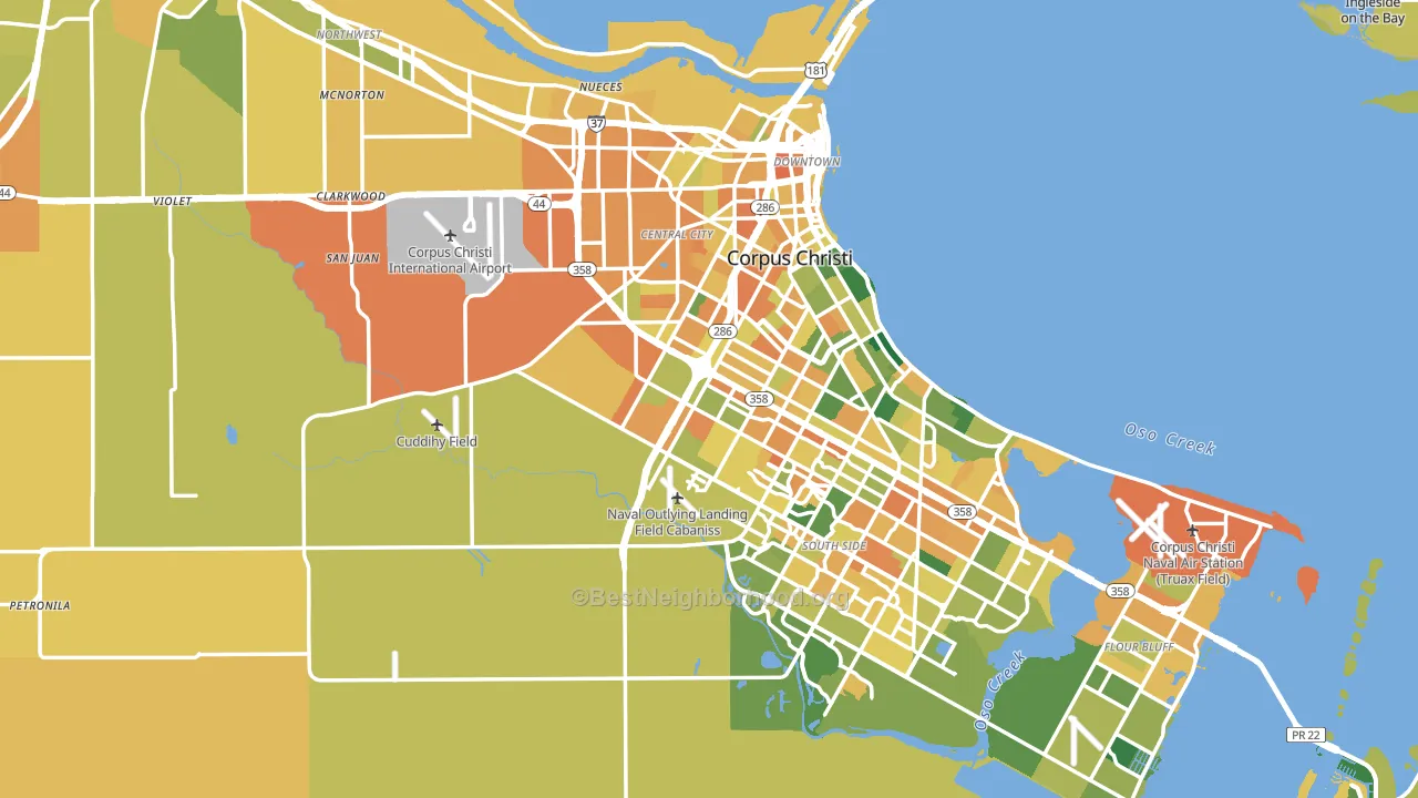 Nueces County, TX block-group voter-turnout map