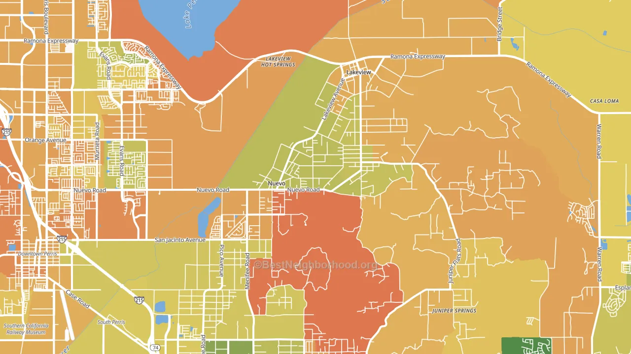 Nuevo, CA block-group voter-turnout map