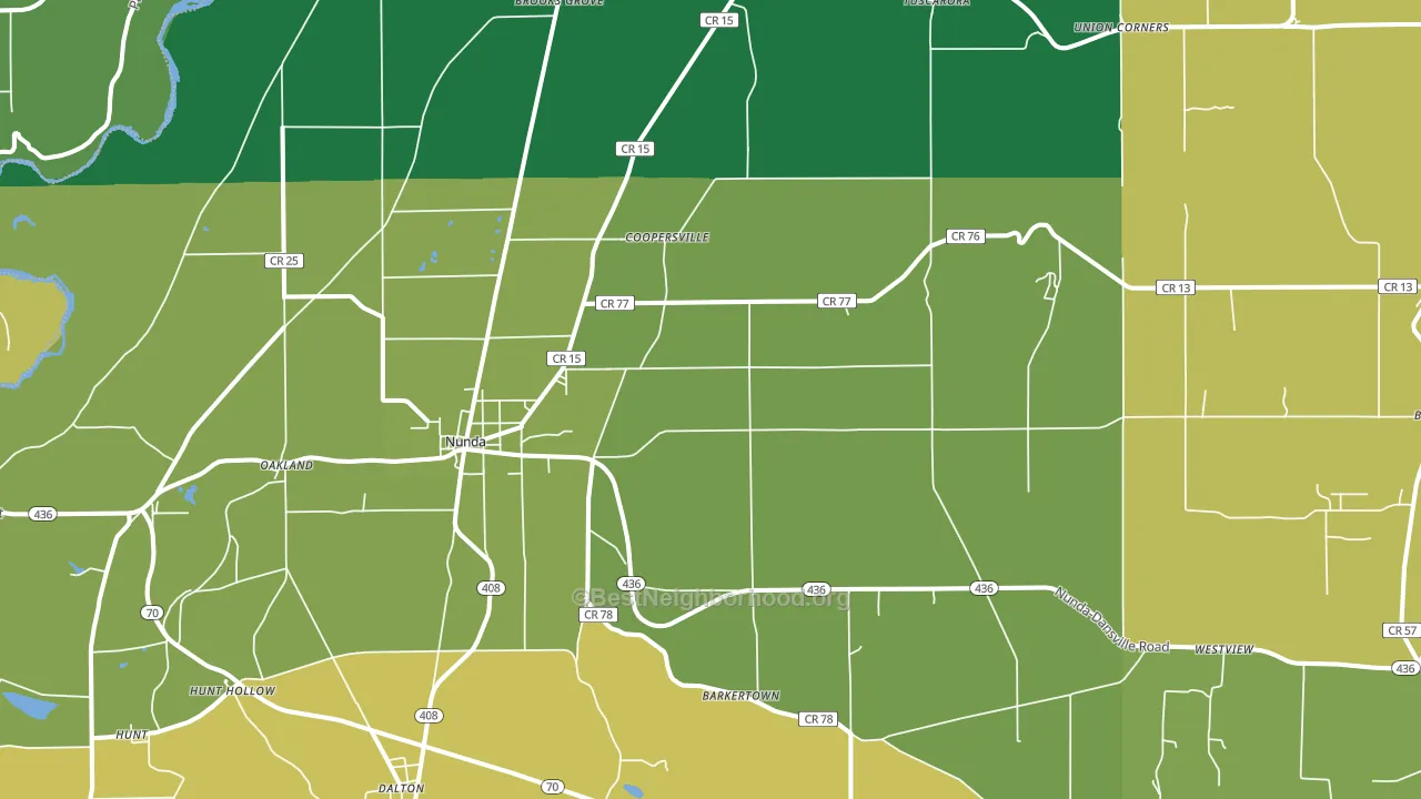 Nunda, NY block-group voter-turnout map