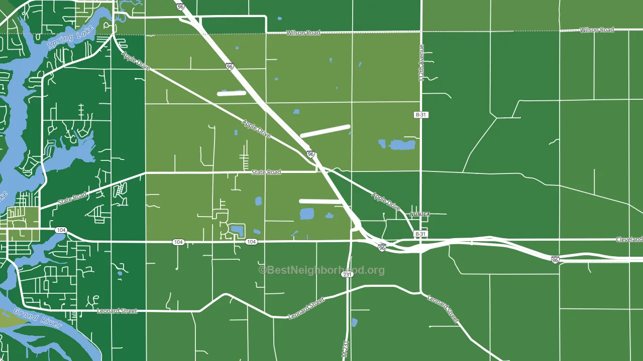Nunica, MI block-group voter-turnout map