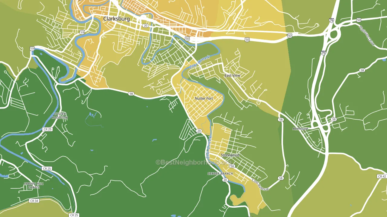Nutter Fort, WV block-group voter-turnout map