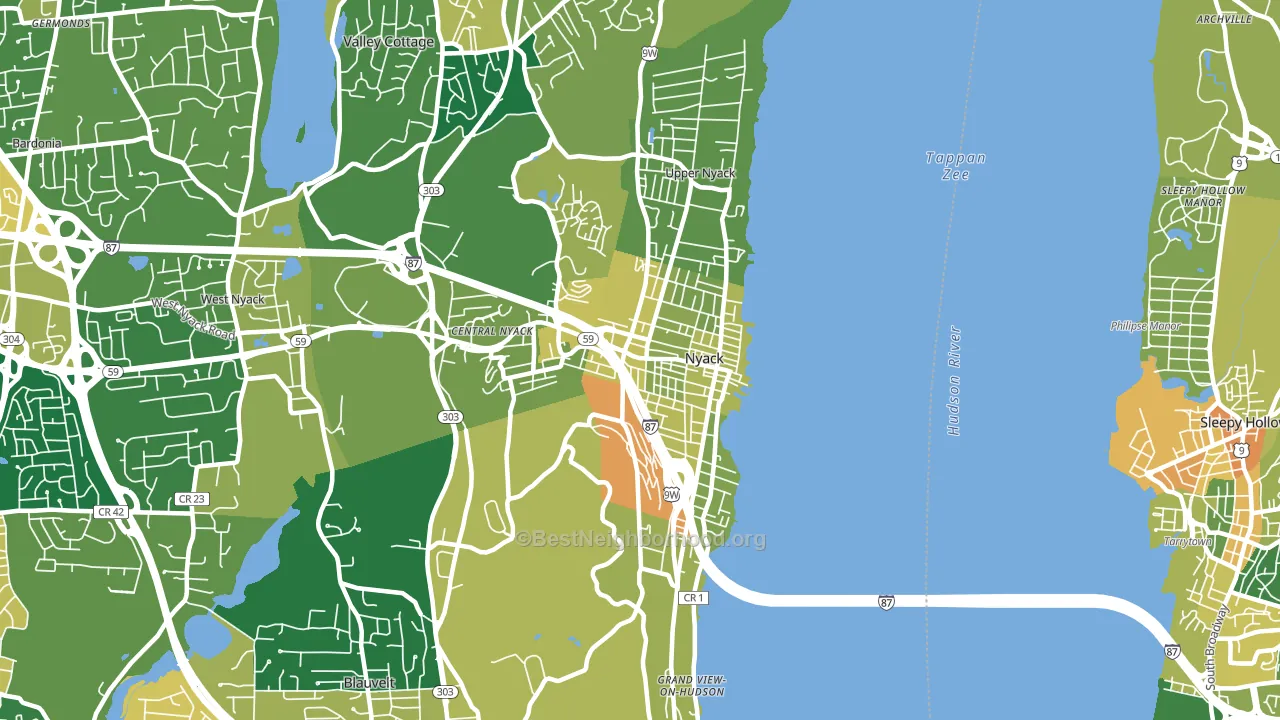 Nyack, NY block-group voter-turnout map