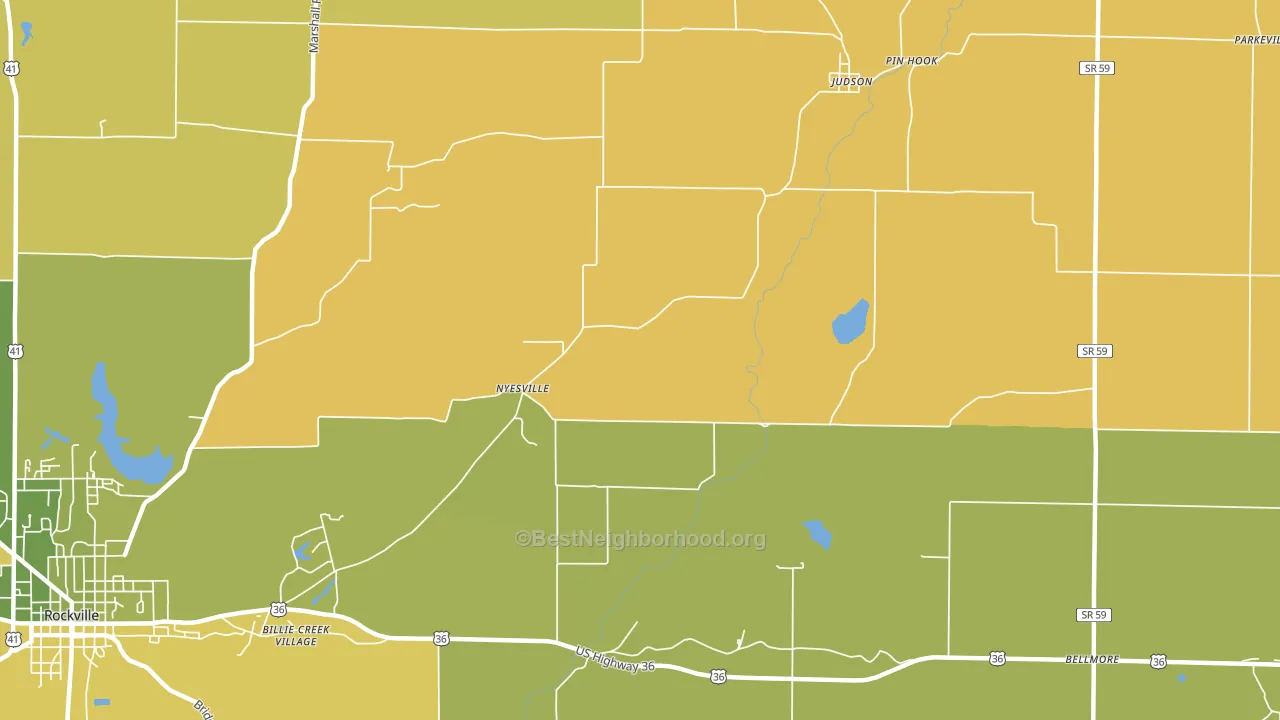 Nyesville, IN block-group voter-turnout map