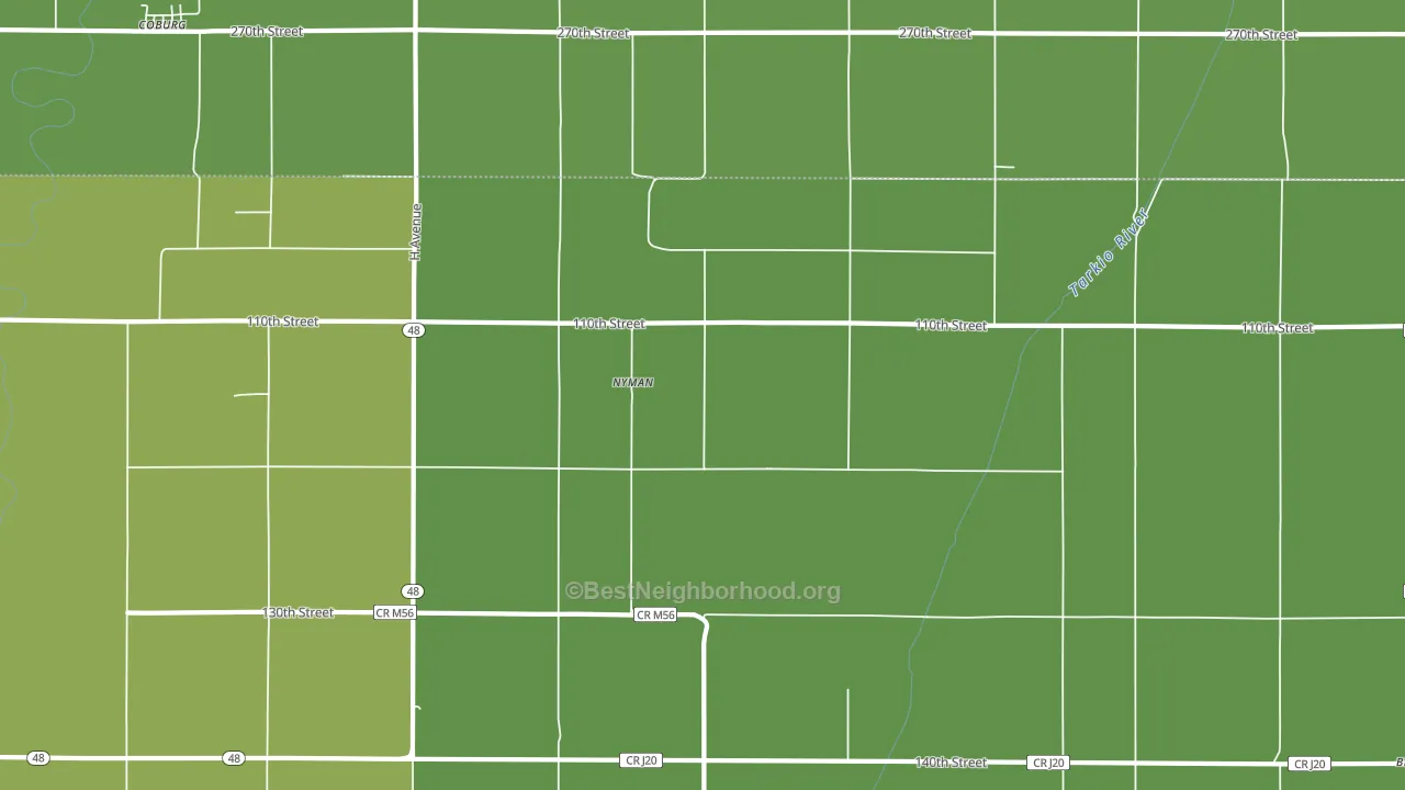 Nyman, IA block-group voter-turnout map