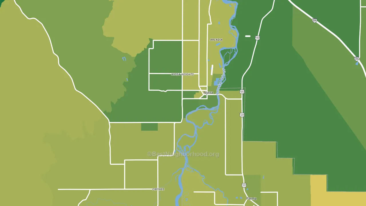 Nyssa, OR block-group voter-turnout map