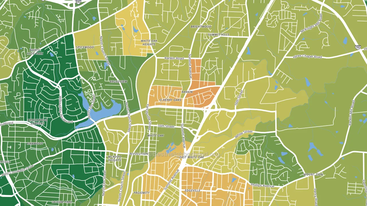 O Henry Oaks, Greensboro, NC block-group voter-turnout map