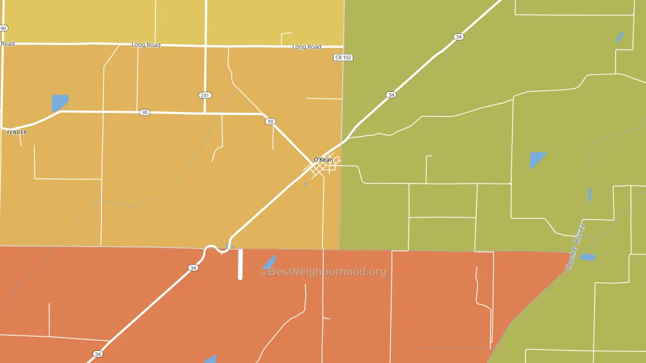 O'Kean, AR block-group voter-turnout map
