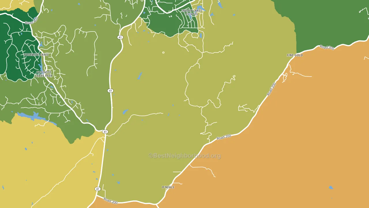 O'Neals, CA block-group voter-turnout map