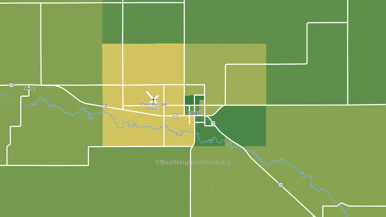 O'Neill, NE block-group voter-turnout map