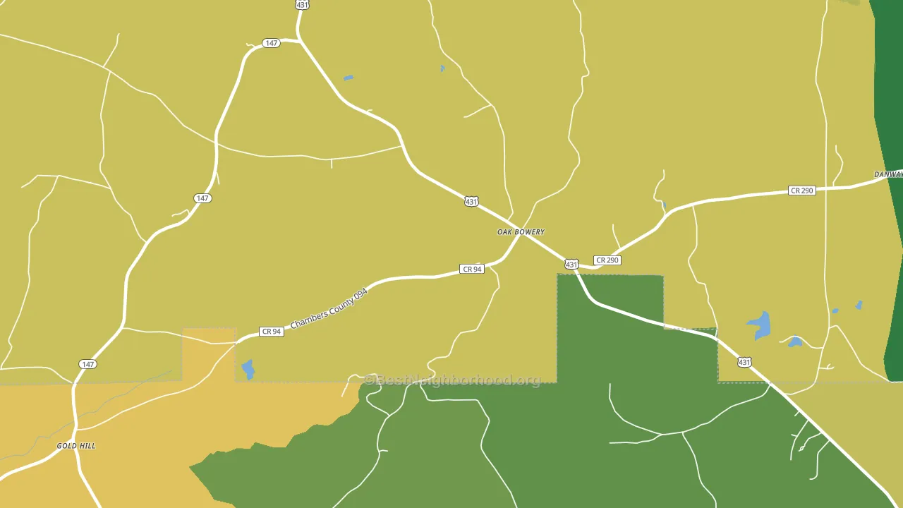 Oak Bowery, AL block-group voter-turnout map