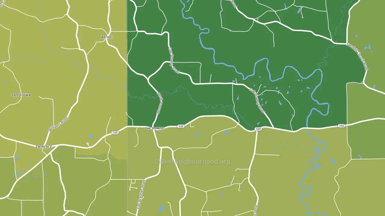 Oak Bowery, MS block-group voter-turnout map