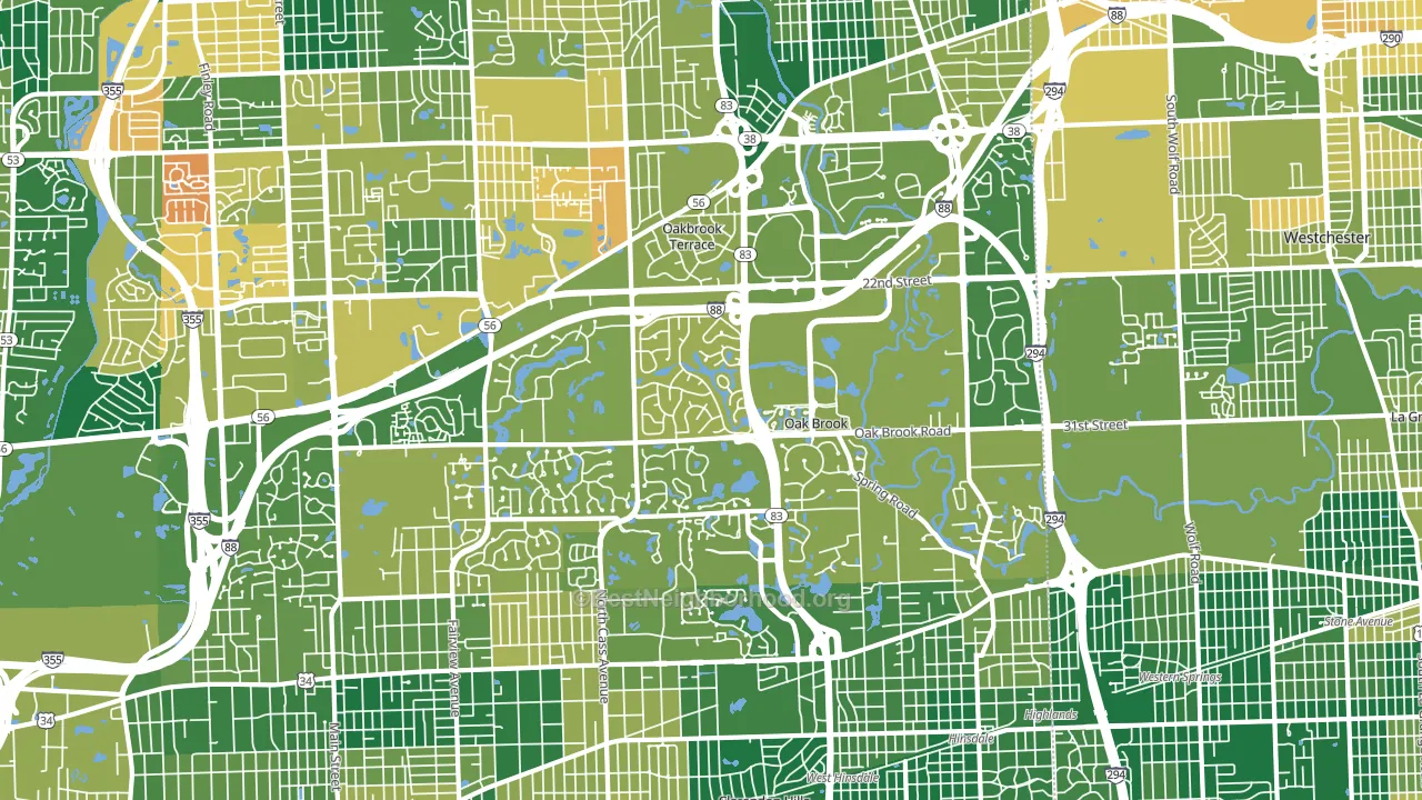 Oak Brook, IL block-group voter-turnout map