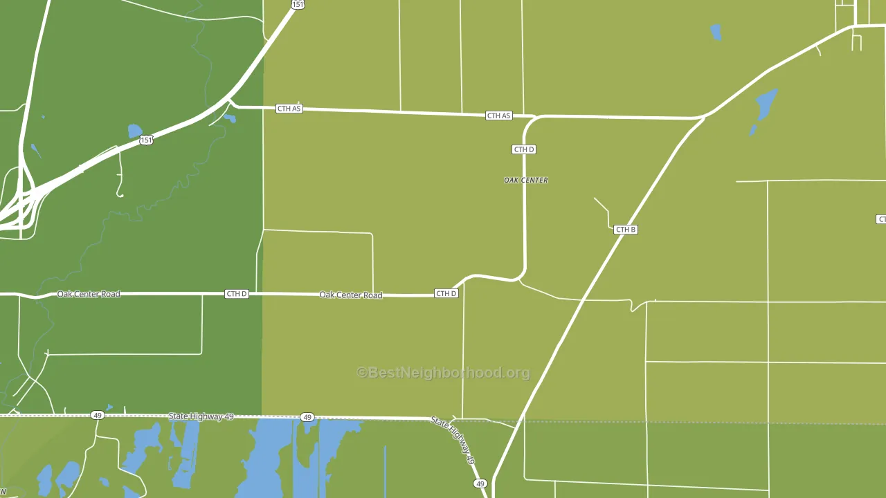 Oak Center, WI block-group voter-turnout map