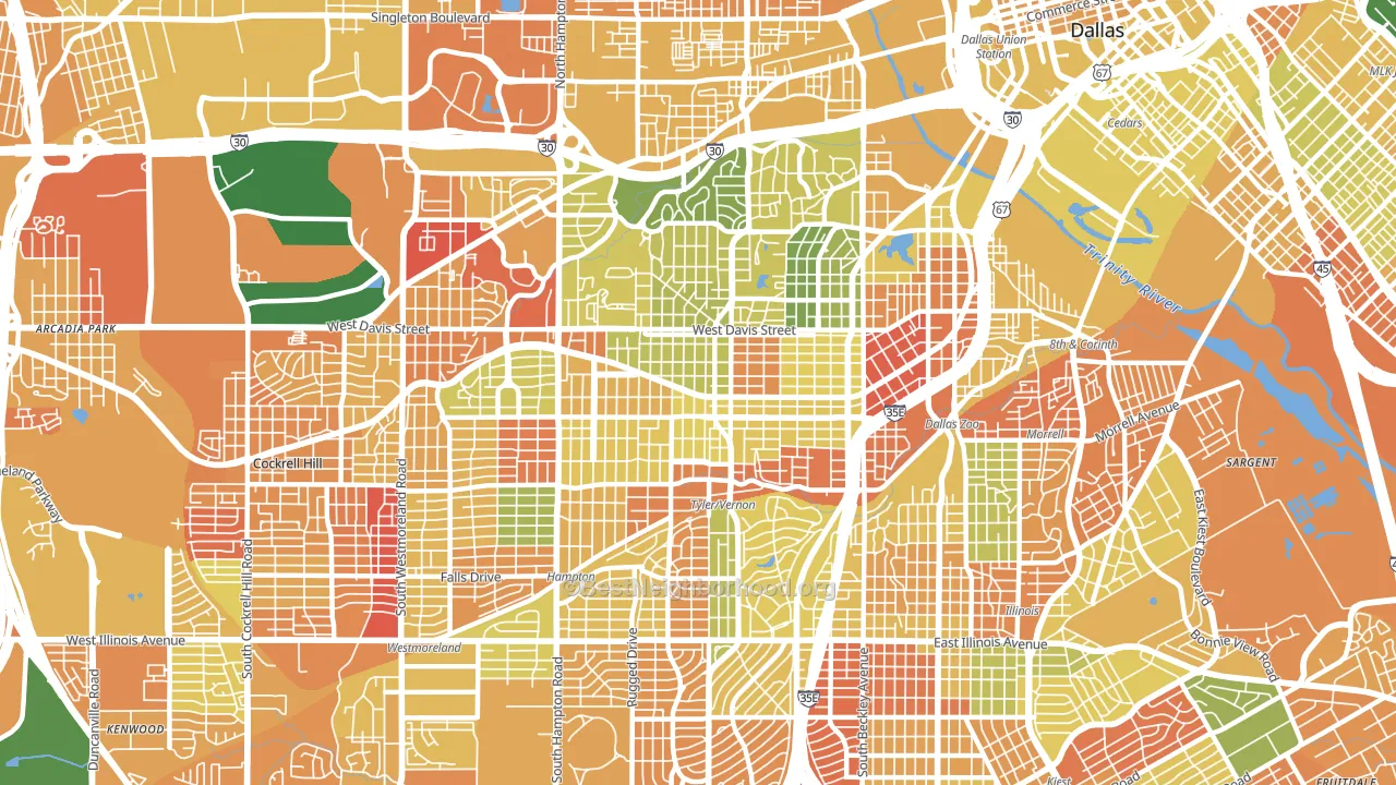 Oak Cliff, Dallas, TX block-group voter-turnout map