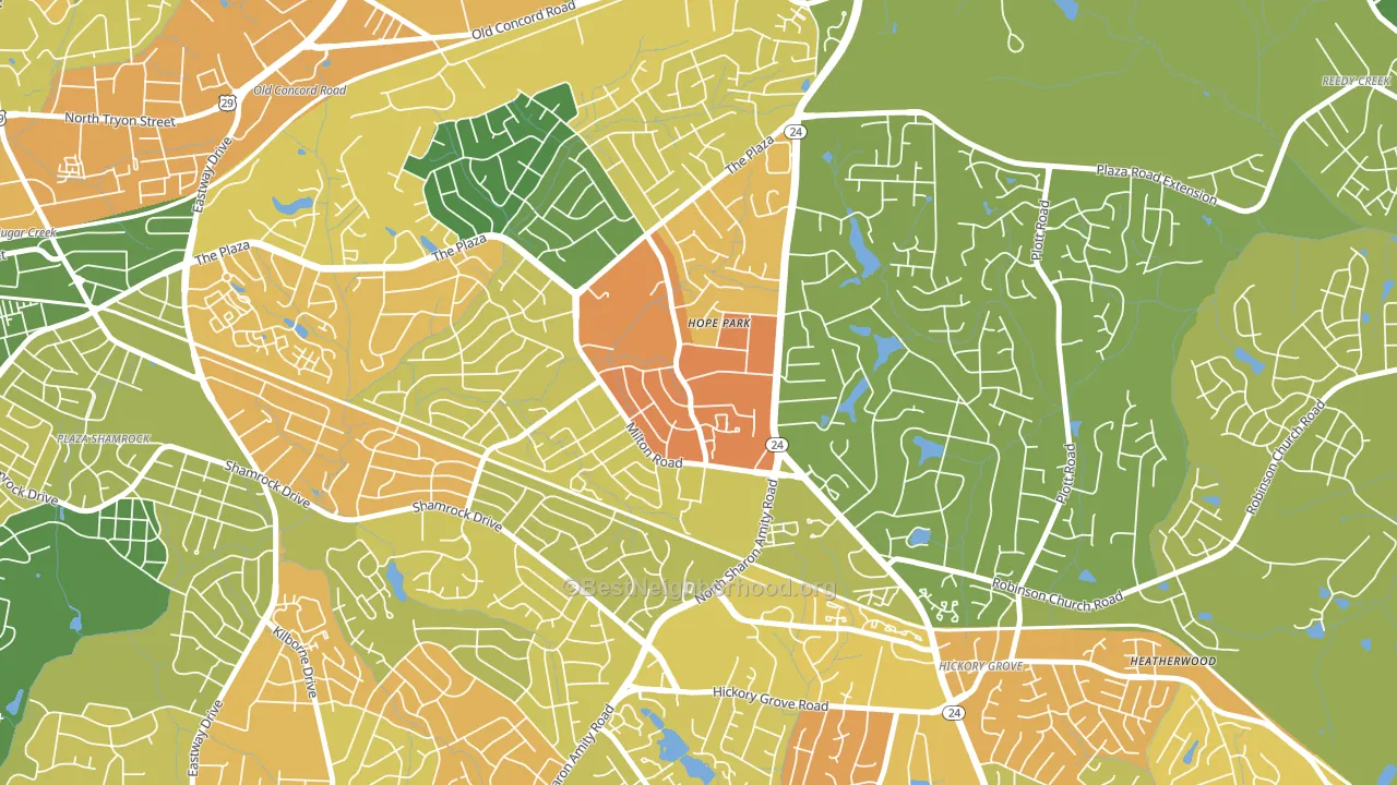 Oak Forest, Charlotte, NC block-group voter-turnout map