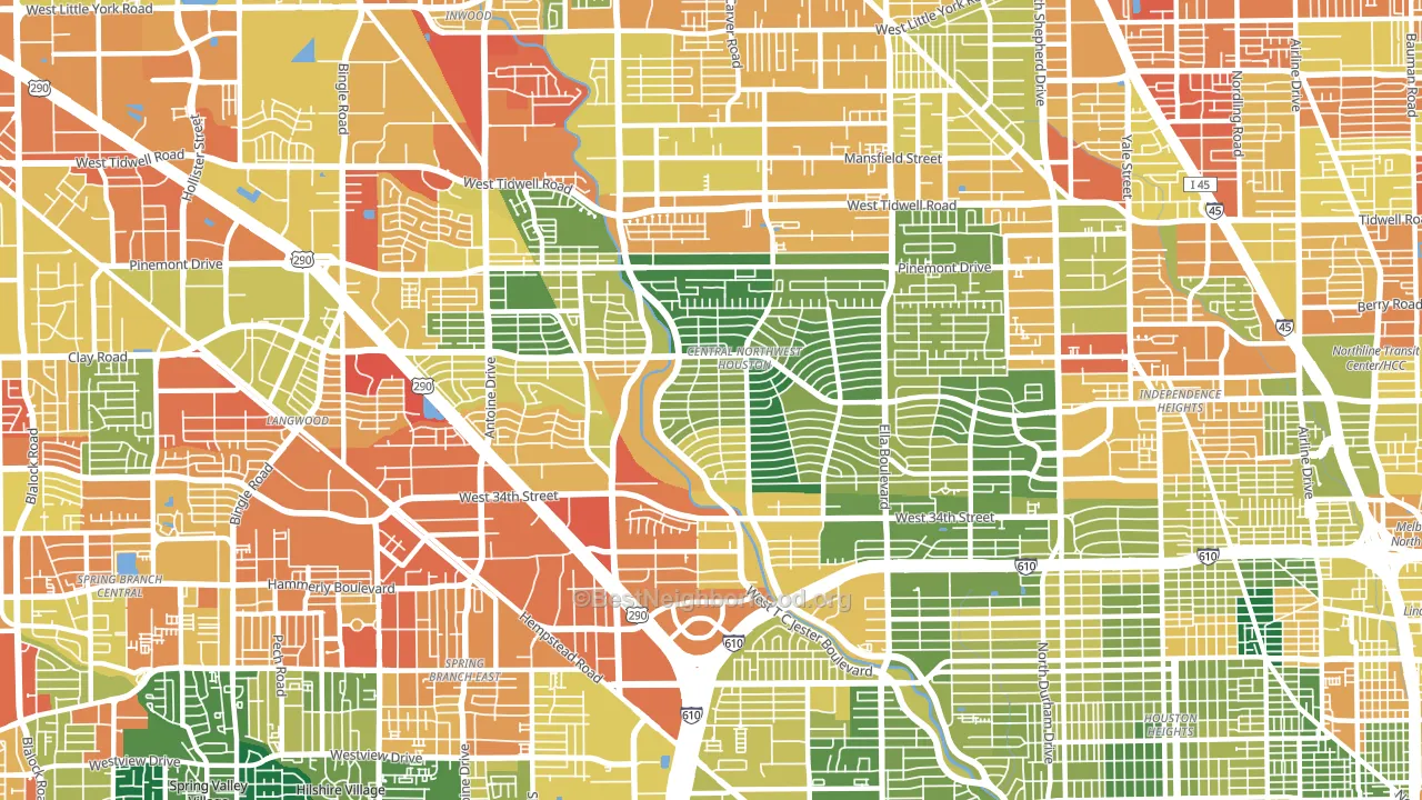 Oak Forest-Garden Oaks, Houston, TX block-group voter-turnout map