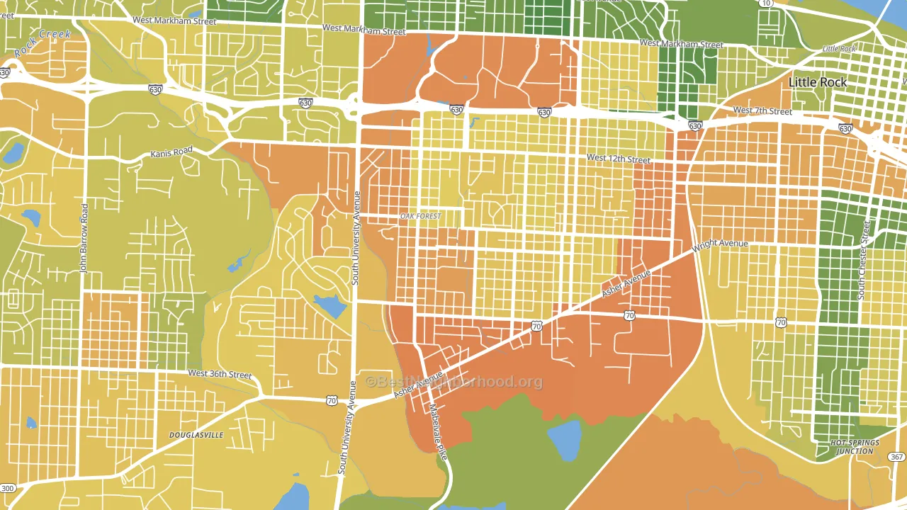 Oak Forest, Little Rock, AR block-group voter-turnout map