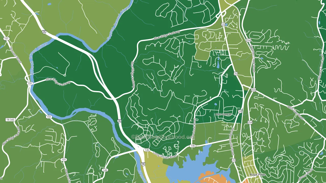 Oak Forest, NC block-group voter-turnout map