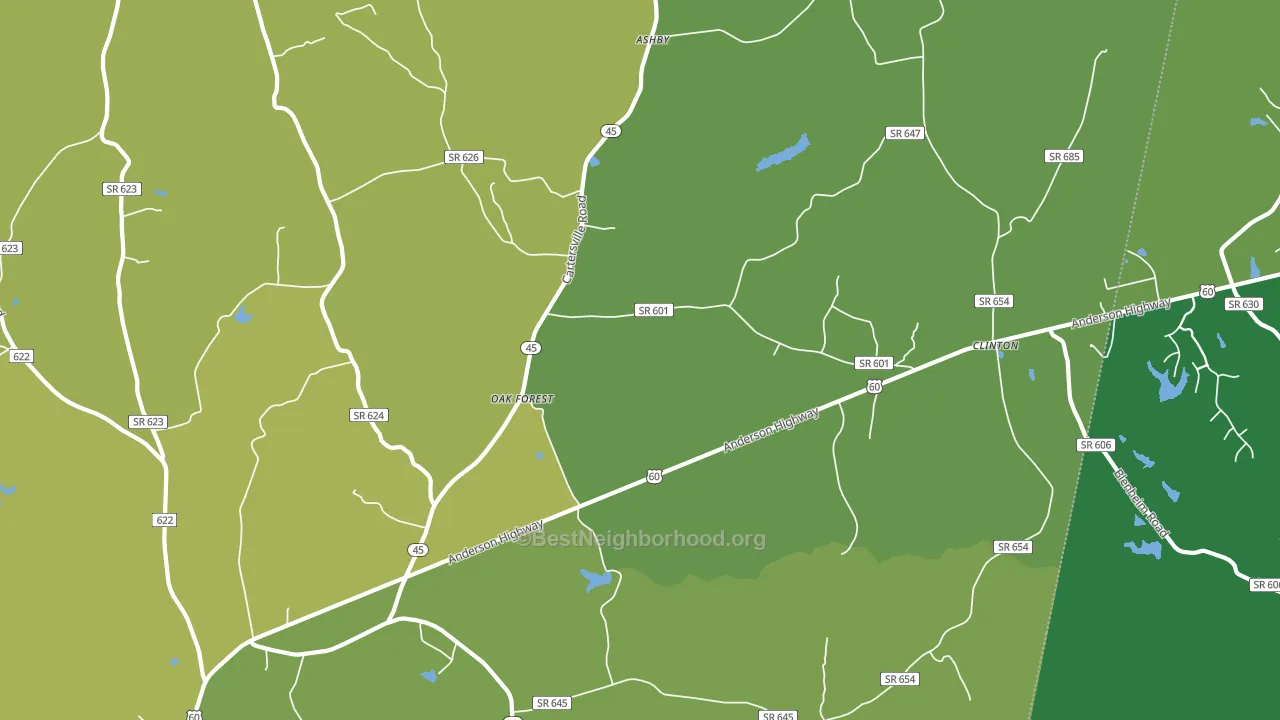 Oak Forest, VA block-group voter-turnout map