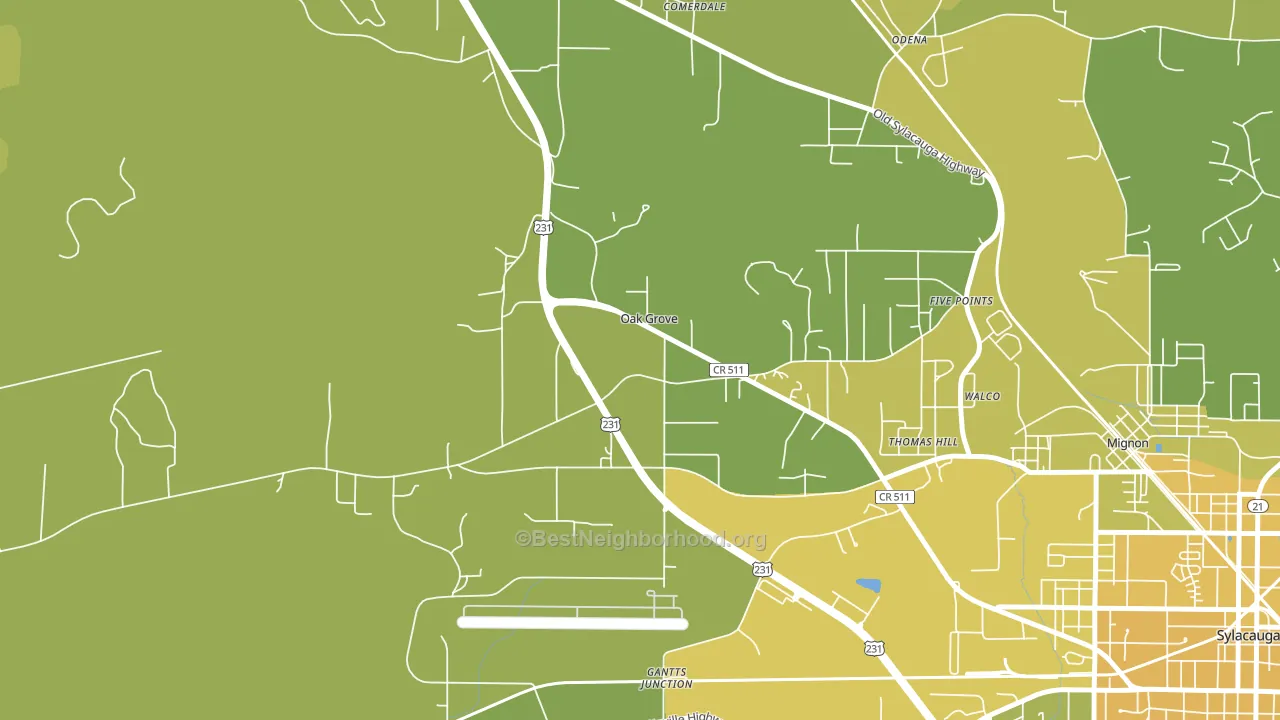 Oak Grove, AL block-group voter-turnout map