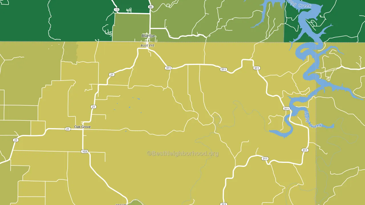Oak Grove, AR block-group voter-turnout map