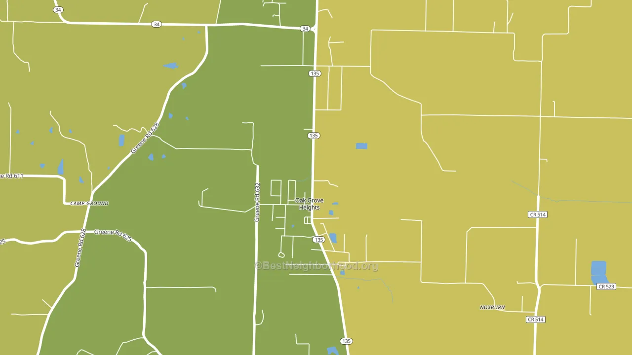 Oak Grove Heights, AR block-group voter-turnout map