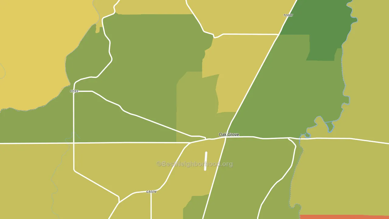 Oak Grove, LA block-group voter-turnout map
