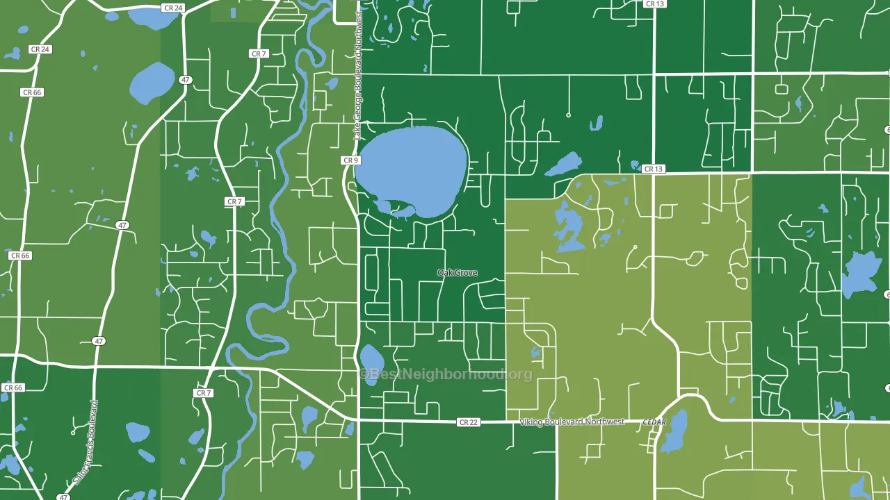 Oak Grove, MN block-group voter-turnout map