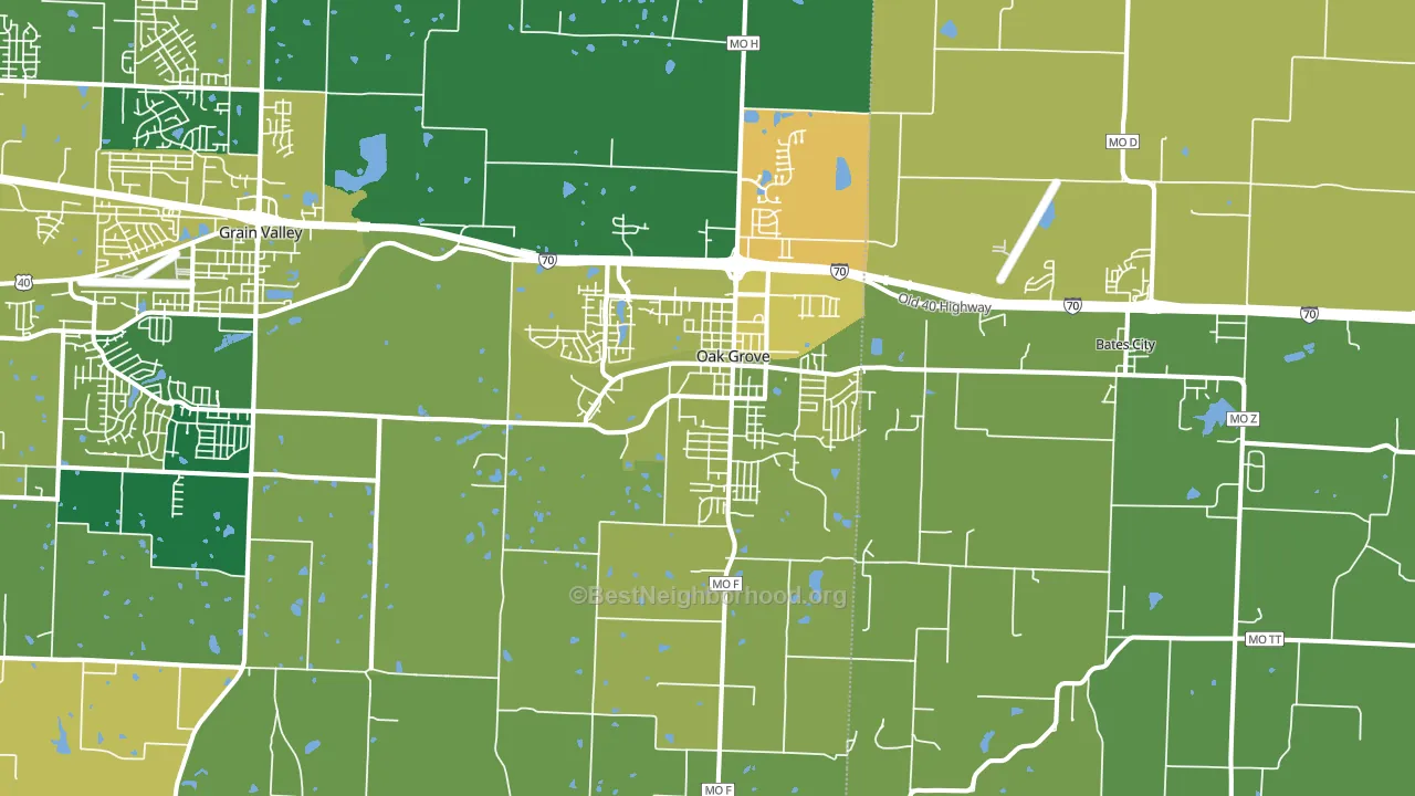 Oak Grove, MO block-group voter-turnout map