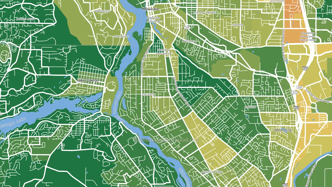 Oak Grove, OR block-group voter-turnout map