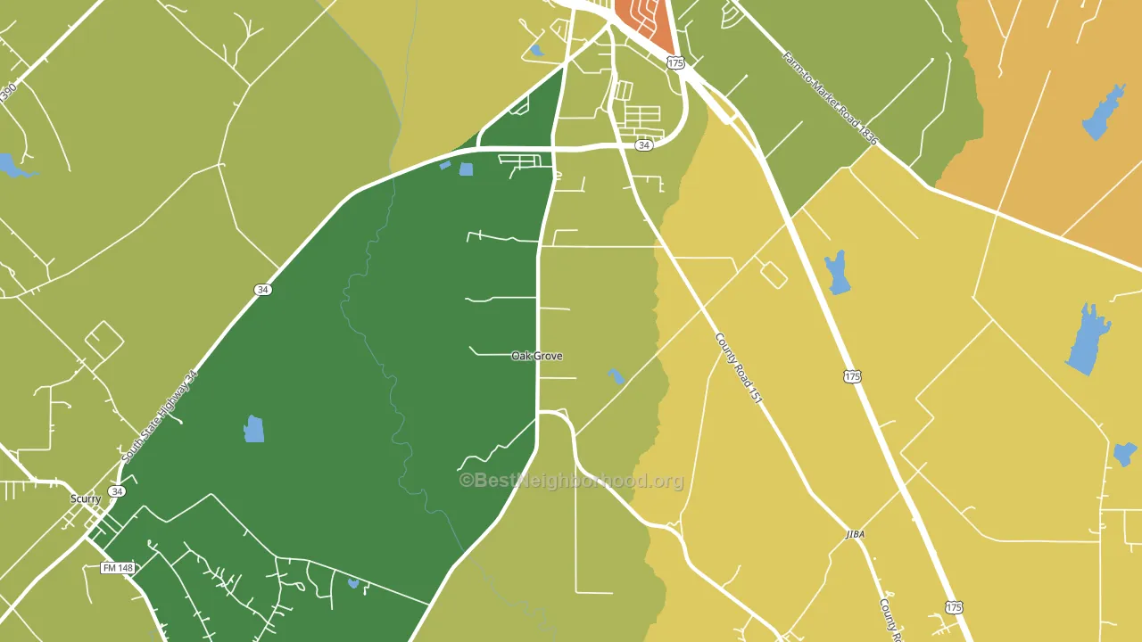 Oak Grove, TX block-group voter-turnout map