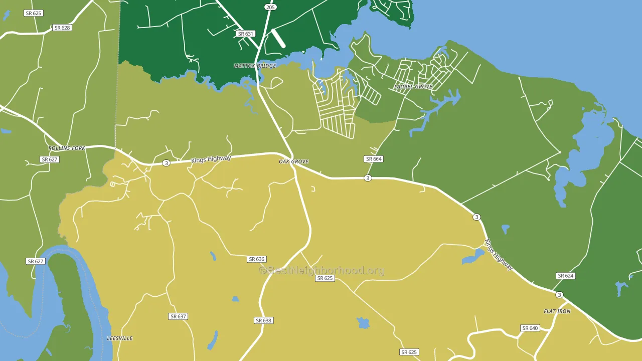 Oak Grove, VA block-group voter-turnout map