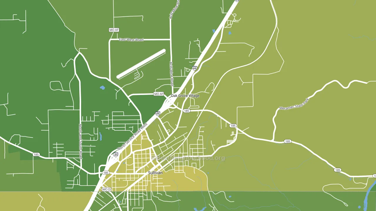 Oak Grove Village, MO block-group voter-turnout map