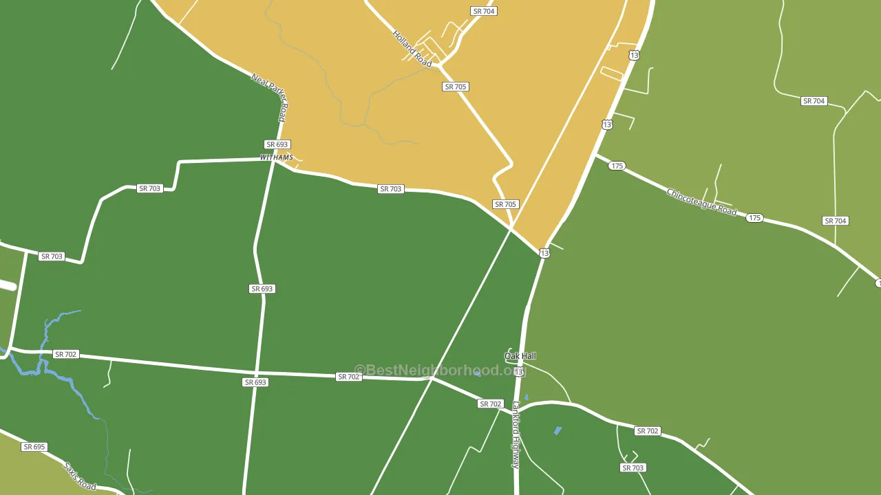 Oak Hall, VA block-group voter-turnout map