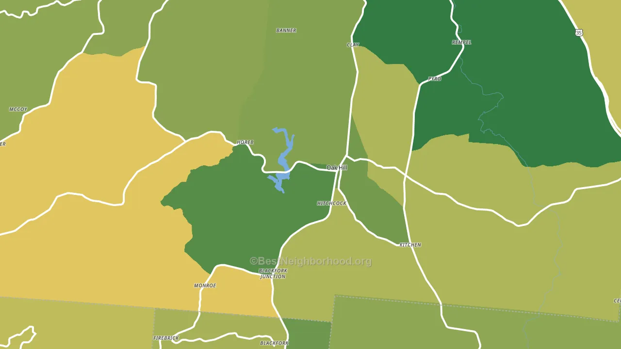Oak Hill, OH block-group voter-turnout map